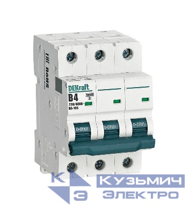 Выключатель автоматический модульный 3п B 4А 10кА ВА-105 DEKraft 13126DEK