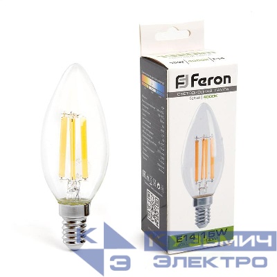 Лампа светодиодная LB-717 15Вт прозрачная 4000К E14 230В FERON 38258