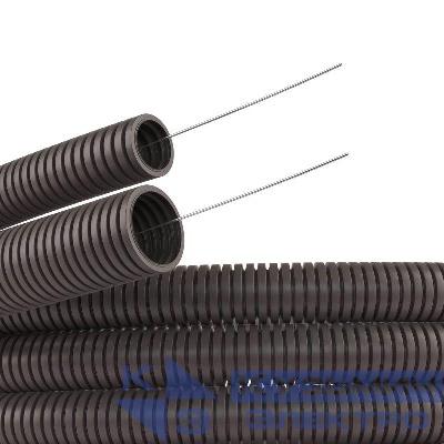 Труба гофрированная ПА 6 d17мм dвнутр.16.8мм dвнешн.21.2мм с протяжкой ПВ-0 темн. сер. (уп.50м) DKC PA611721F0