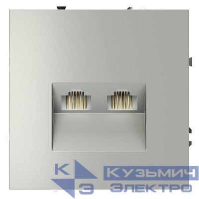 Розетка компьютерная 2-м СП S70 RJ45 + RJ45 кат.6 механизм сталь Voltum VLS060205
