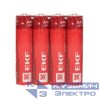 Элемент питания алкалиновый AAA/LR03 (уп.4шт) EKF LR03-SR4