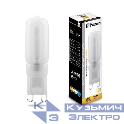 Лампа светодиодная LB-431 7Вт JCD9 2700К G9 230В FERON 25755