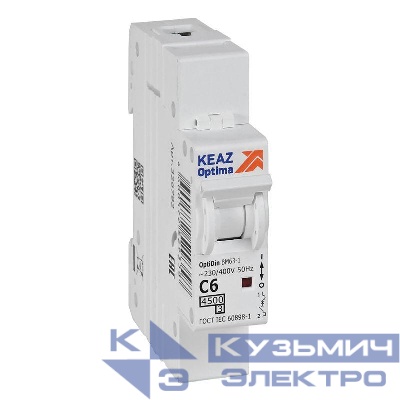 Выключатель автоматический модульный 1п C 6А 4.5кА OptiDin BM63-1C6-4.5-УХЛ3 КЭАЗ 326792