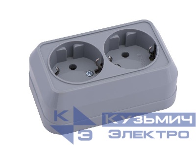 Розетка 2-м ОП IP20 с заземл. сер. Makel 45082