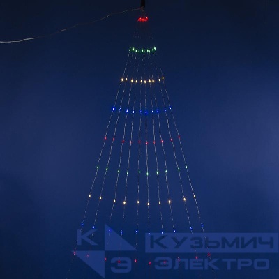 Гирлянда LED "Лучи росы" ULD-E0120-120/STA MULTI IP44 1.2м 10 нитей 120 диодов разноцвет. свет провод прозр. Uniel UL-00007283