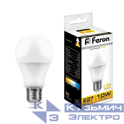 Лампа светодиодная LB-92 10Вт A60 грушевидная 2700К E27 230В FERON 25457