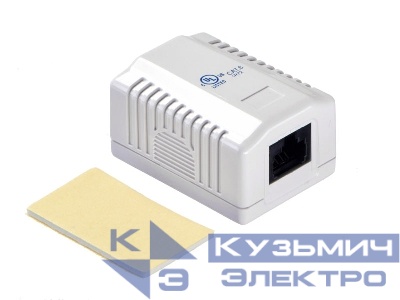 Розетка компьютерная внешняя на плате 1xRJ45, неэкран, cat.6, 110/Krone тип (Dual IDC) белая, NETKO Expert CKC