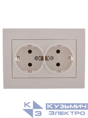 Розетка 2-м СП Rain с заземл. керамика бел. LEZARD 703-0202-127