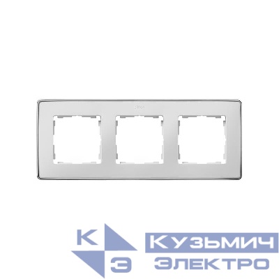 Рамка 3-м Simon82 Detail бел.; основание хром Simon 8201630-244
