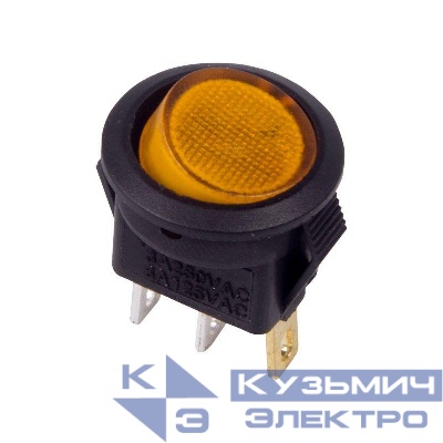 Выключатель клавишный круглый 250В 3А (3с) ON-OFF желт. с подсветкой Micro (RWB-106 SC-214) Rexant 36-2532