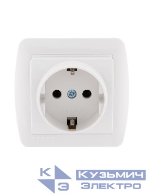 Розетка 1-м ОП Demet 16А IP20 с заземл. керамика бел. LEZARD 711-0200-122
