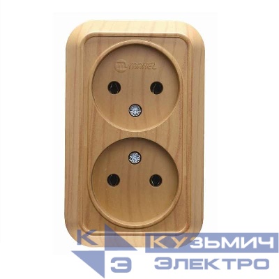 Розетка 2-м ОП 16А IP20 без заземл. дуб Makel 45317