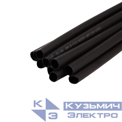 Трубка термоусадочная двустенная клеевая 6.4/3.2 (2:1) черн. 1м (уп.10шт) Rexant 26-2103