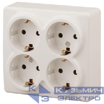 Розетка 4-м ОП Эра Эксперт 11-2211-02 16А IP20 16AX 250В 4х2P+E Schuko защ. шторки сл. кость Эра Б0020710