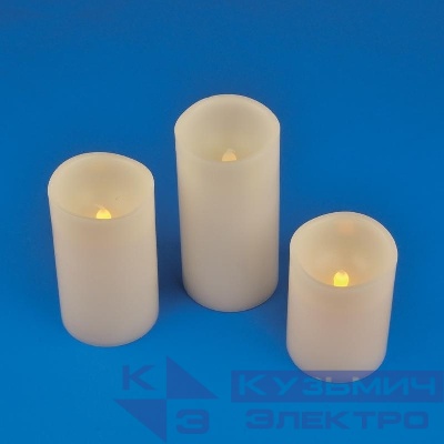 Фигура LED "Свеча" ULD-F050 WARM WHITE CANDLE SET3 на батарейках 2АА (не в/к) 1 светодиод. тепл. бел. свет (уп.3шт) Uniel UL-00007256
