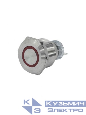 Выключатель кнопочный GQ22-L-11E/R/S 1НО+1НЗ цилиндр d22мм IP65 метал. красн. Электротехник ET020091