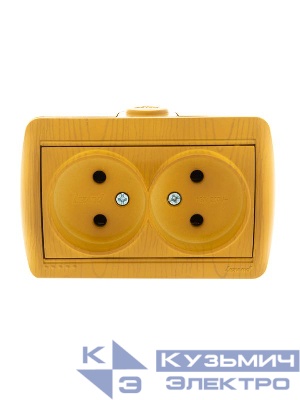 Розетка 2-м ОП Nata 16А IP20 без заземл. керамика ольха LEZARD 710-0700-128