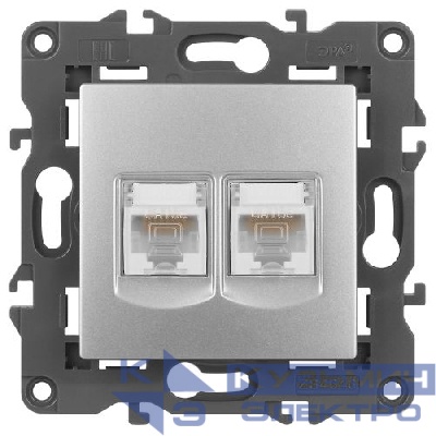 Розетка компьютерная 2-м Elegance 14-3108-03 RJ45 IP20 механизм алюм. Эра Б0034310