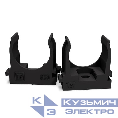 Держатель для труб (клипса) d25мм для монтажн. пистолета атмосферостойкая черн. Промрукав PR13.0407