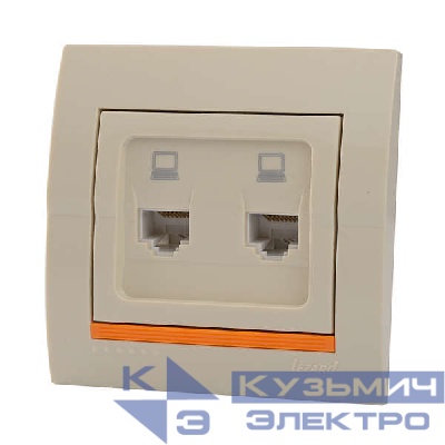 Розетка компьютерная 2-м СП Deriy RJ45 крем. LEZARD 702-0303-141
