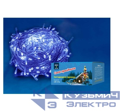 Гирлянда светодиодная ULD-S0500-050/DTA BLUE IP20 5м с контроллером 50 светодиодов син. провод прозр. Uniel UL-00005253