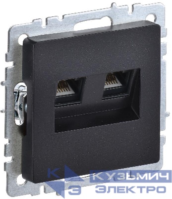 Розетка компьютерная двойн. СП RJ45 кат.5E BRITE РК10-2-БрЧ механизм черн. IEK BR-K20-1-K02