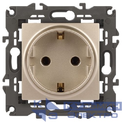 Розетка 1-м СП Эра Elegance 14-2102-04 16А IP20 16AX 250В 2P+E Schuko защ. шторки шампань Эра Б0034275