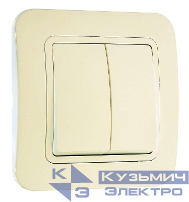 Выключатель 2-кл. СП Lillium 10А IP20 крем./крем. Makel 70203