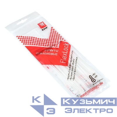 Хомут P6.6 2.5х100 FlexLock стандартный бел. (уп.100шт) PROxima EKF plc-fl-ctsw-2.5x100