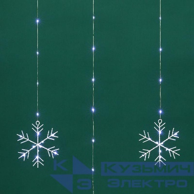 Гирлянда светодиодный занавес из росы с фигурами снежинок IP20 USB + пульт управления бел. Neon-Night 315-845