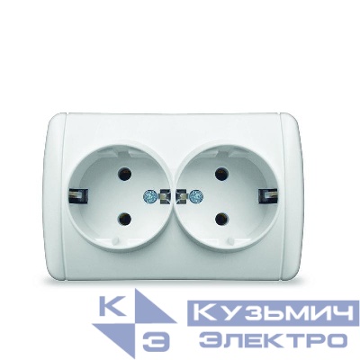 Розетка 2-м ОП Клио 16А IP44 с заземл. бел. UNIVersal К2231