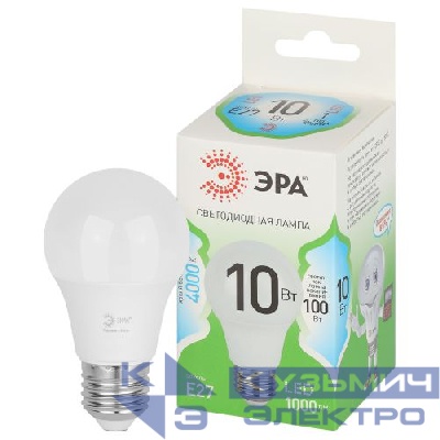 Лампа светодиодная GREEN LINE A60-10W-840-E27 GL 10Вт груша 4000К яркий свет бел. E27 Эра Б0067135