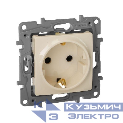 Розетка 1-м СП Etika 16А IP31 250В 2P+E с заземл. защ. шторки немецк. стандарт винтов. клеммы механизм сл. кость IEK 672322