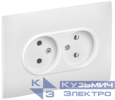 Розетка 2-м SKANDY 10А без заземл. без защ. шторок в сборе SK-R10W арктич. бел. IEK SK-R20-10-K01-F