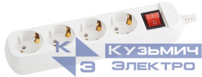Колодка удлинителя 4-м с заземл. KX-4es с выкл. Эра Б0028344