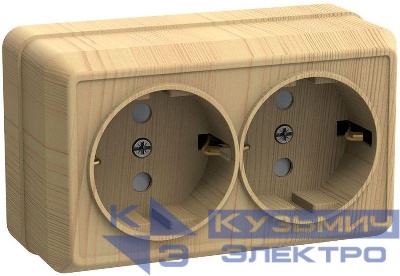 Розетка 2-м ОП Октава РС22-3-ОС 16А IP20 с заземл. сосна GENERICA ERO21-K03-16-DC