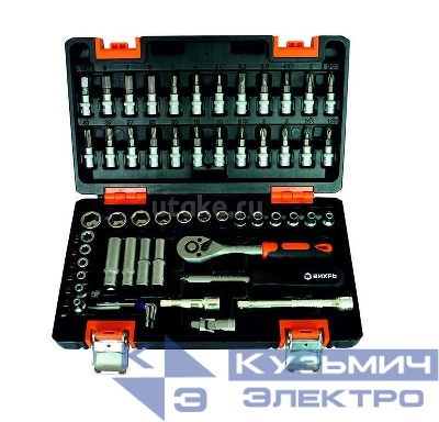 Набор инструментов 1/4дюйм CrV (пластик. кейс 57 предм.) Вихрь 73/6/7/2