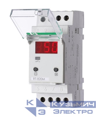 Регулятор температуры RT-820M от -30 до +140 град.C; 16А 24-264В DC/30-264В AC 1Z IP20 микропроцессорный; многофункц.; цифровая индикация; выносной датчик с термоус. проводом; монтаж на DIN-рейке 35мм F&F EA07.001.007