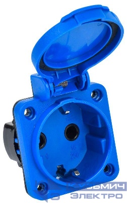 Розетка панельная MAGNUM 2P+PE 16А IP54 РП12-3 с защ. крышкой с заземл. син. IEK PSN71-016-3-2-54-K07