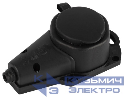 Колодка 1-м с заземл. 16A IP44 KX-1e-B-IP44 каучук. черн. Эра Б0068402
