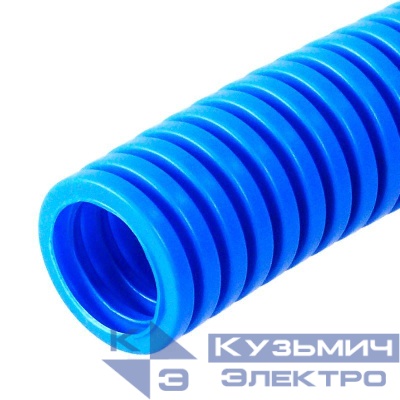 Труба гофрированная ПП легкая d25мм 350Н негорючая (НГ) син. (уп.25м) Промрукав PR02.0255