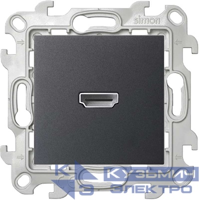 Розетка HDMI 1.4 1-м СП Simon 24 IP20 коннектор механизм графит Simon 2411094-038