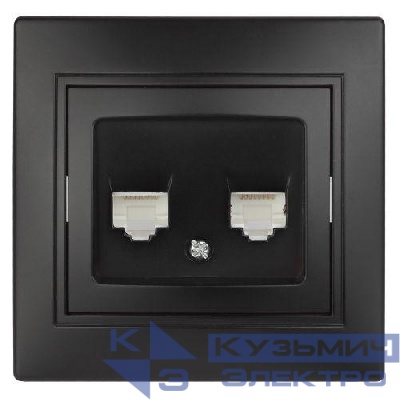 Розетка компьютерная 2-м СП Plano 1-304-05 RJ45 антрацит Intro Б0044576