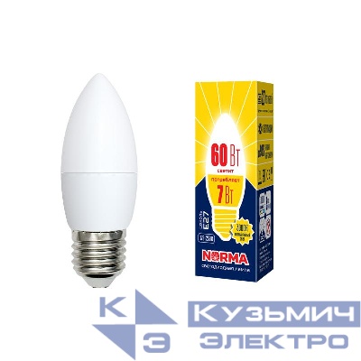 Лампа светодиодная LED-C37-7W/WW/E27/FR/NR Norma 7Вт матовая E27 (упак. картон) Volpe UL-00003799