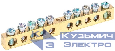 Шина PEN "земля-ноль" 6х9мм 10/1 (10групп/крепеж по центру) IEK YNN10-10-100