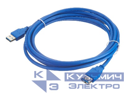 Кабель шт.USB A- гн.USB A 3.0 (3м), синий, NETKO Optima