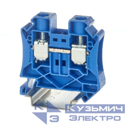 Клемма проходная винтовой зажим 2 точки подключения 16кв.мм син. DKC TUR-16-BU