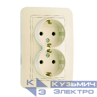 Розетка 2-м СП Lillium 16А IP20 с заземл. крем./крем. Makel 70282