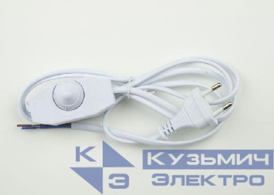 Шнур сетевой UCX-C30/02A-170 WHITE с вилкой и выкл. с диммером 2А 500Вт 1.7м бел. Uniel UL-00004439