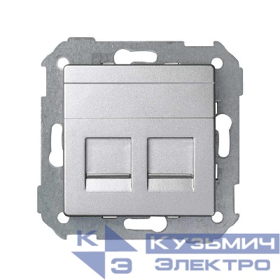 Адаптер на 2 RJ45 коннектора Simon82 защ. шторки матов. алюм. Simon 82006-93